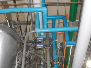 Chilled water piping insulated with 1" rubber and finished with light blue PVC jacketing. Franklin insulation gallery