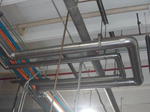 Steam and condensate expansion loop. Insulated in 2" foam glass and covered in a stainless steel jacket. Franklin insulation gallery